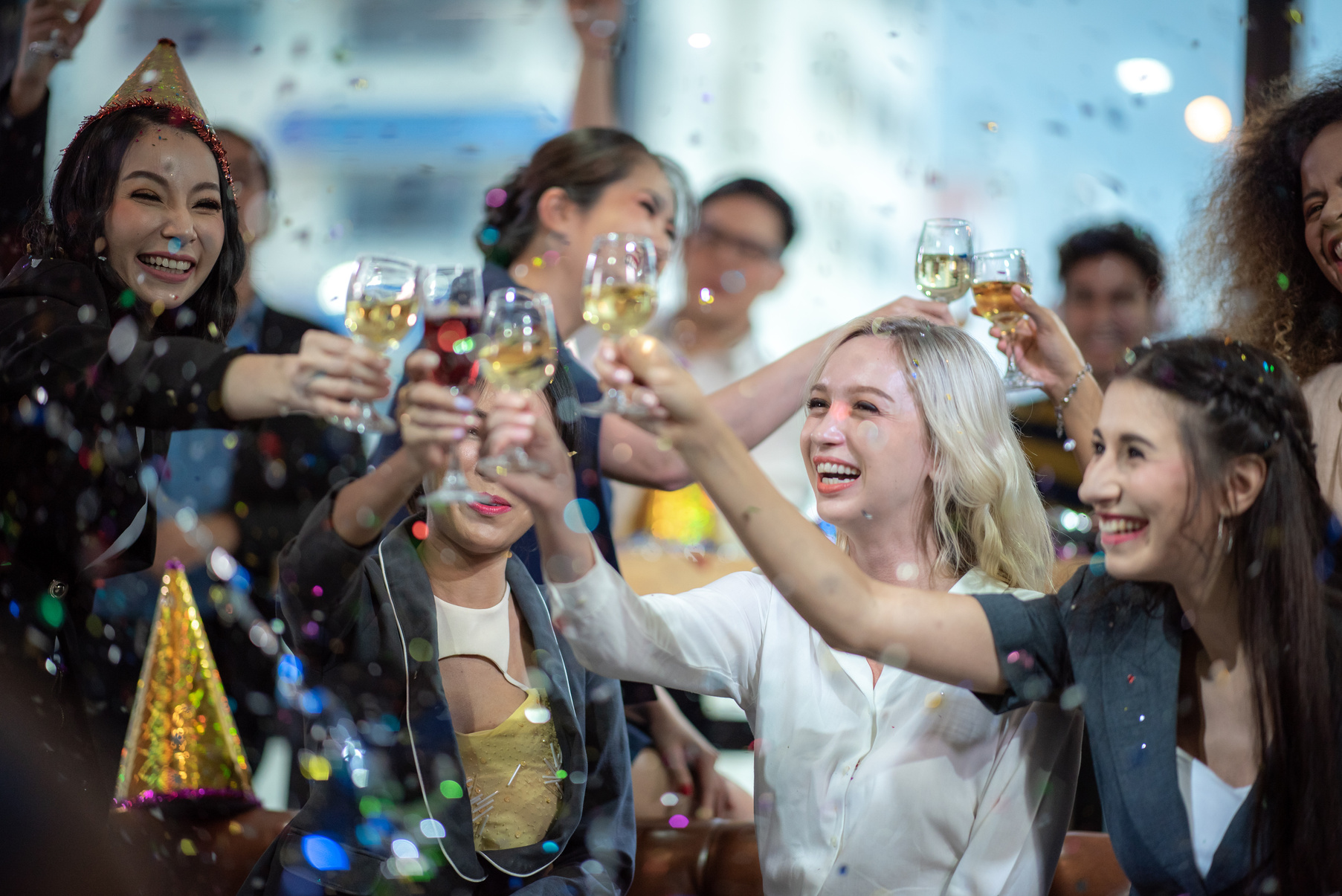 Business People Drink Wine at a Party Celebrating Business Succe